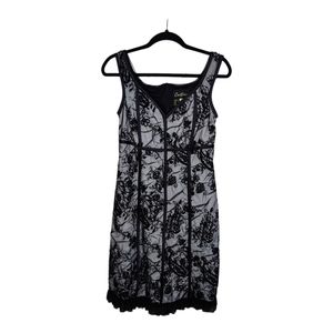 Black Lace Slimming Ruffle Bottom White Base Formal Evening Edgy Dress Size 4